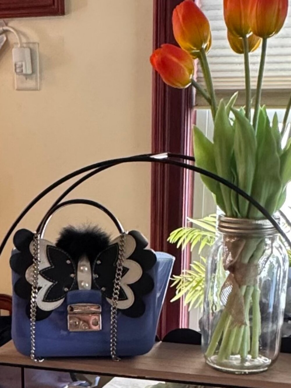 RARE 2018 Furla Candy Melita Meringa Mini Butterfly Crossbody Bag Blue Jelly PVC